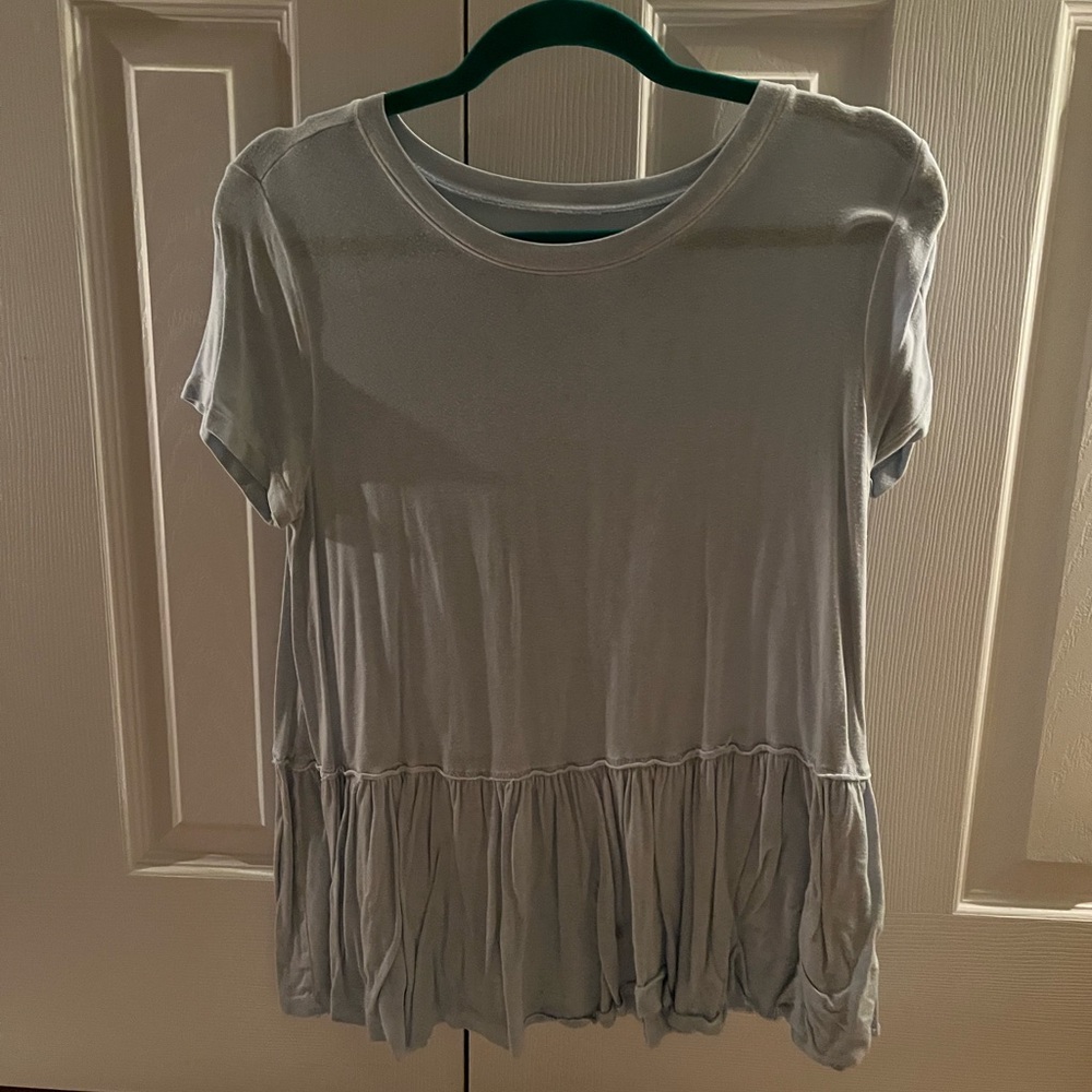 Light Blue Peplum Top